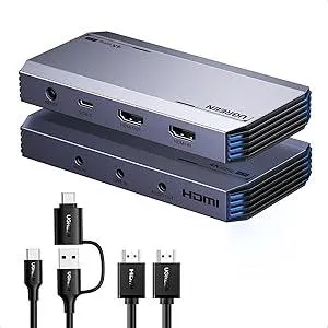 UGREEN 4K@60Hz Capture Card, Ultra HD HDMI Video Capture Card 1080P@240Hz USB 3.0 Ultra-Low Latency with VRR and HDR for Streaming, Gaming, Recording Compatible with iPad, Switch 2, PS5, Xbox, PC, Mac