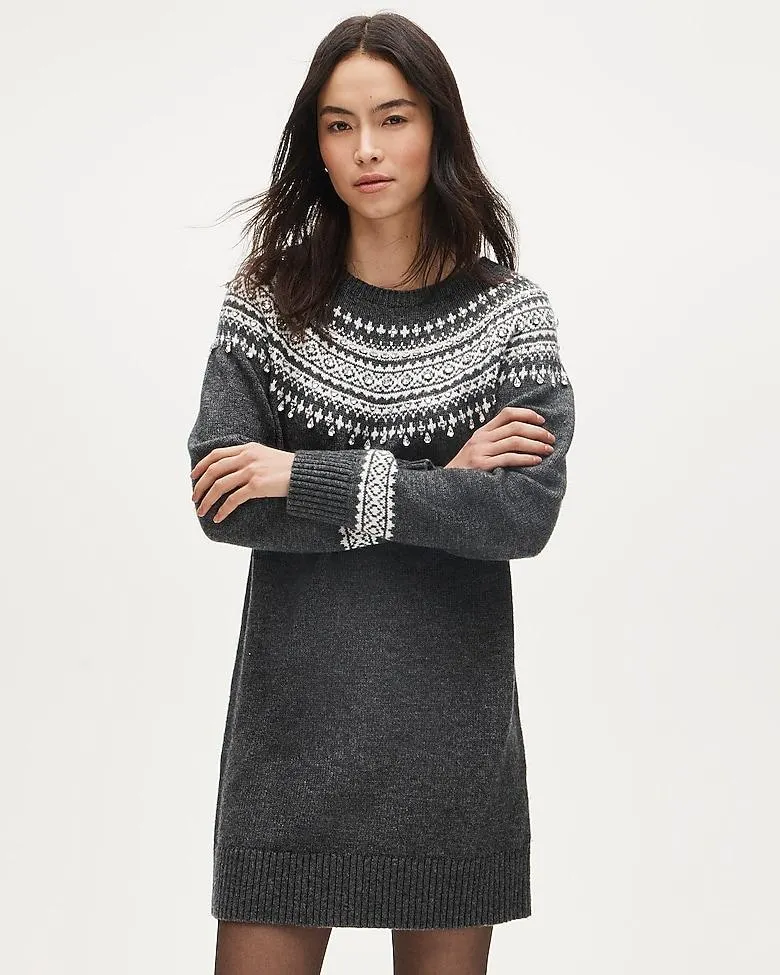 Collection embellished Fair Isle sweater-dress in vintage wool blend