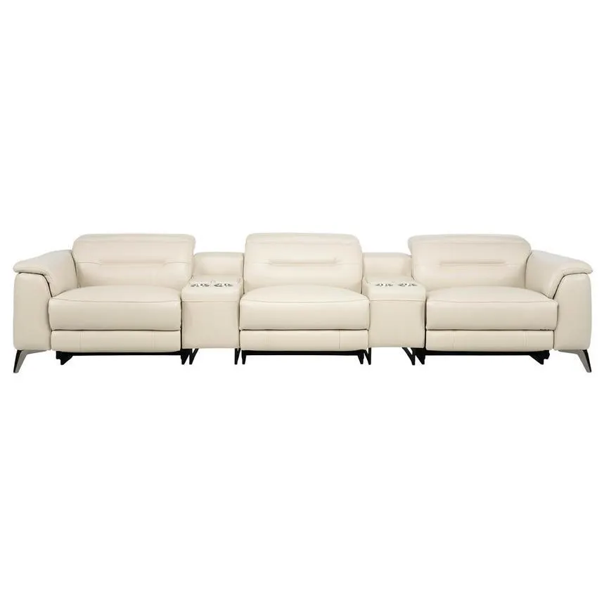 Anabel Cream 2.0 Home Theater Leather Seating with 5PCS/3PWR