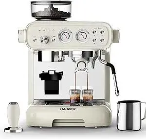 Espresso Machine With Grinder, 20 Bar Espresso Machine with Milk Frother Steam Wand, Espresso Machines for Home, Expresso Coffee Machines Professional, Cappuccino Latte Machine