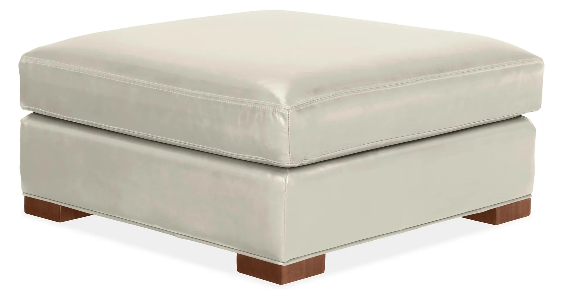 Metro 36w 36d 17h Ottoman in Laino Bone Leather with Mocha Legs