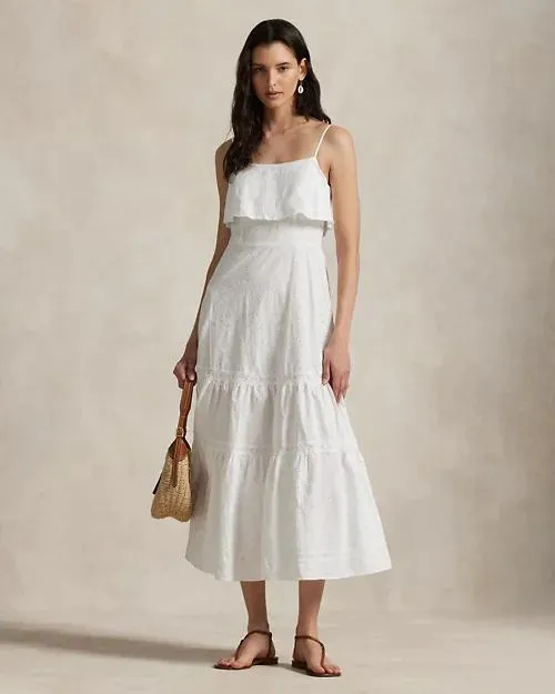 Cotton Eyelet Tiered Maxidress