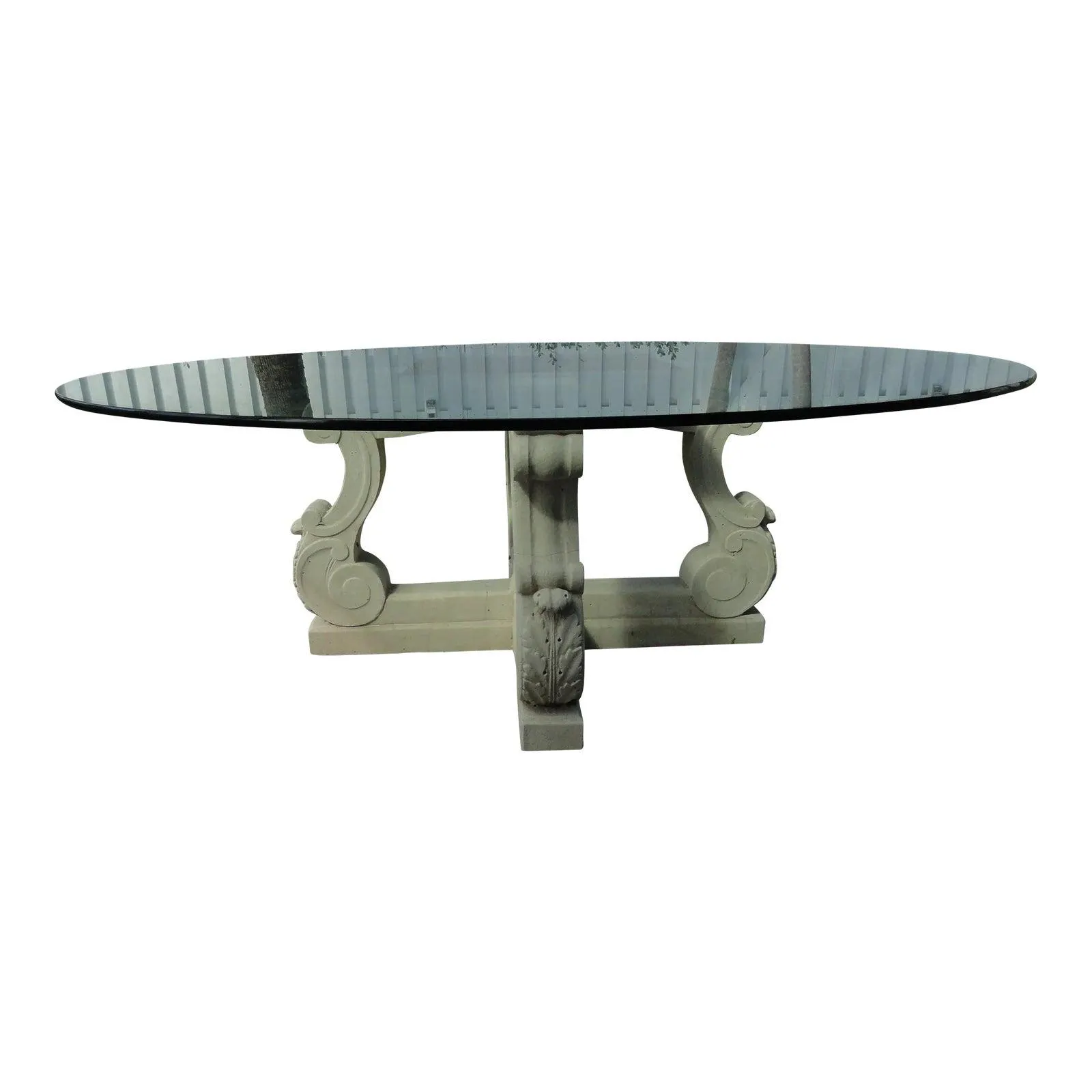 1980s Neoclassical Michael Taylor Four-Lyre Concrete Table Base