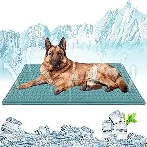 Large Dog Cooling Mat,34×23 in Thicken & Comfortable Cooling Mat for Extral Large Dogs,Silicone Anti-Slip and Foldable,Ice Cool Fabric,Suitable for On Indoor& Outdoor Floor, Car Seat