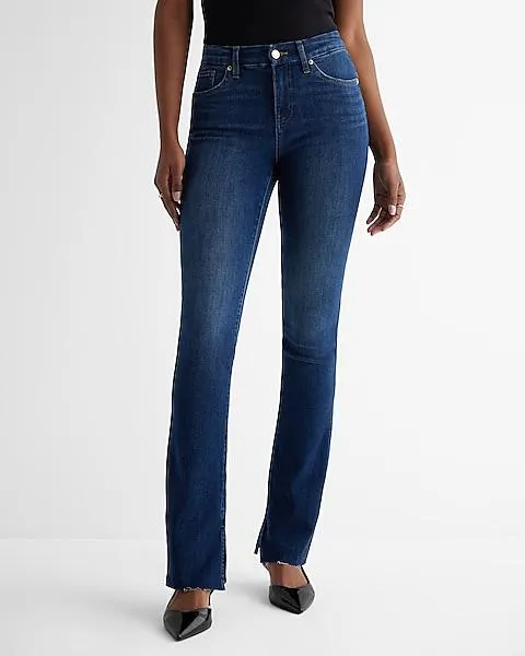 Mid Rise Medium Wash Raw Hem FlexX Skyscraper Jeans