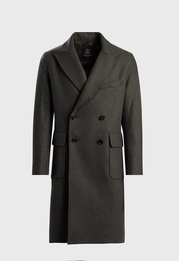Raised Wool Twill Double Breasted Coat