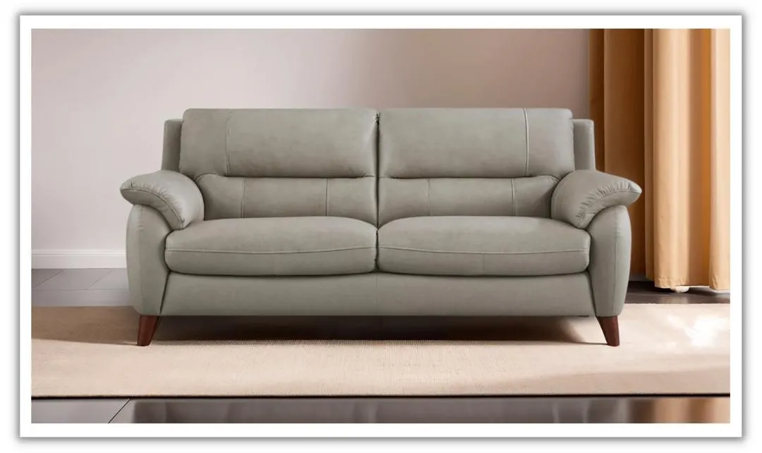 Lara Leather 2-Seater Sofa With Wooden Legs