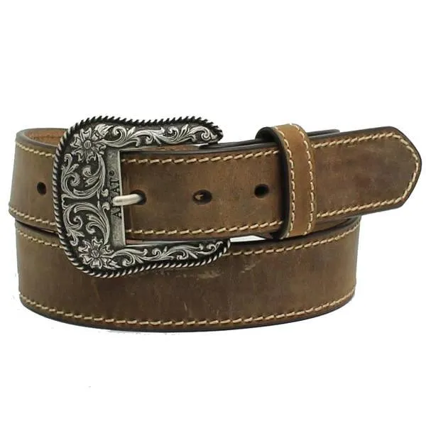 Ariat 1 1/2"Hvy Stch Edge Belt Brown