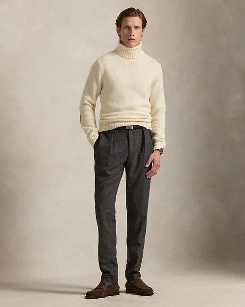 Suede-Patch Wool-Cashmere Sweater