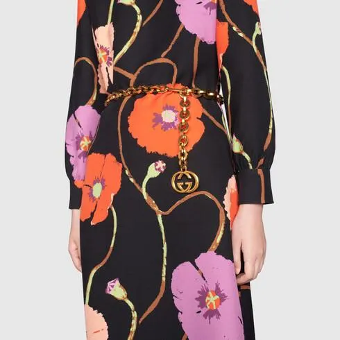 Chain belt with Interlocking G charm