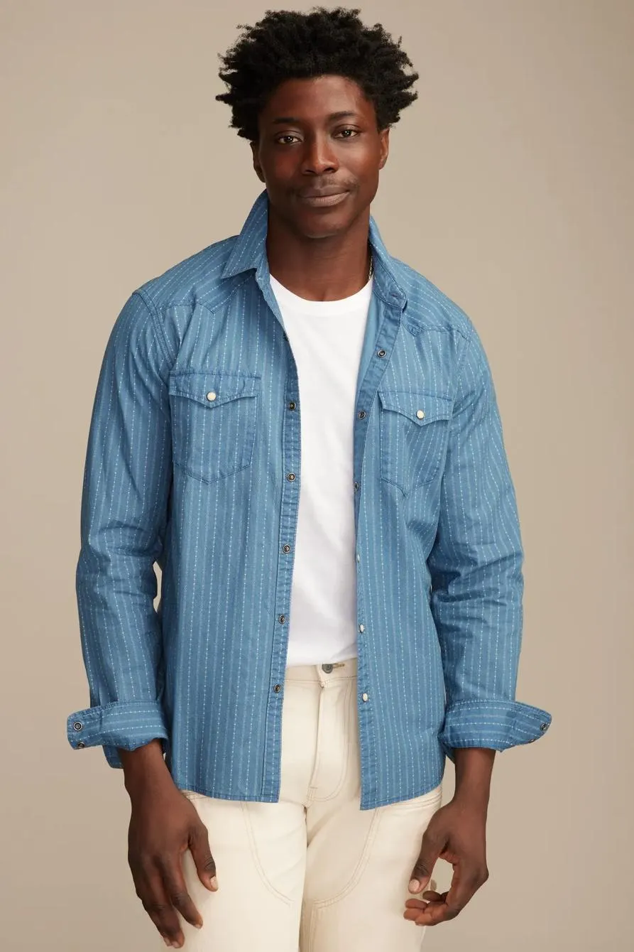 long sleeve indigo stripe mesa western