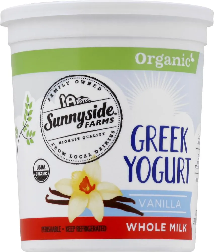 Sunnyside Farms Yogurt, Greek, Organic, Vanilla, Whole Milk