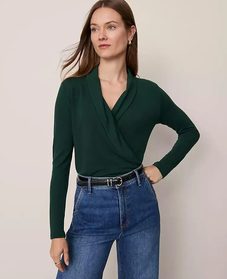 Shawl Collar Wrap Top