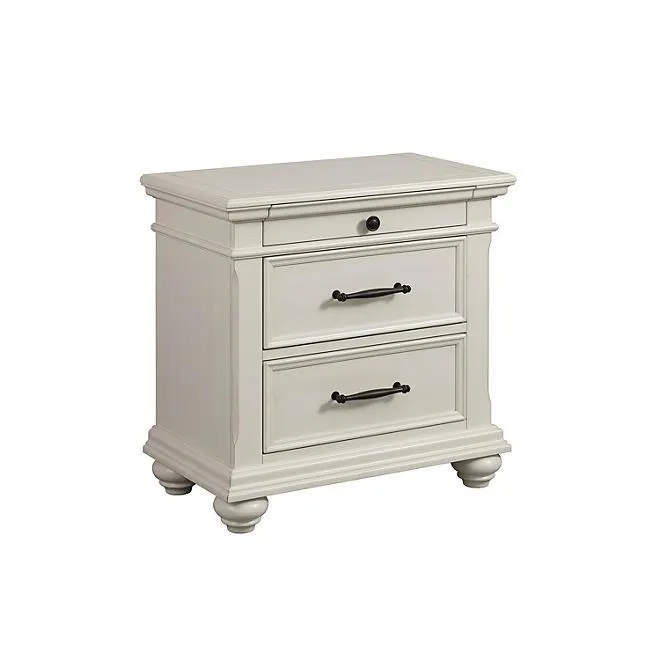 Brooks 3-Drawer Poplar Wood Nightstand With USB Ports (Assorted Colors)