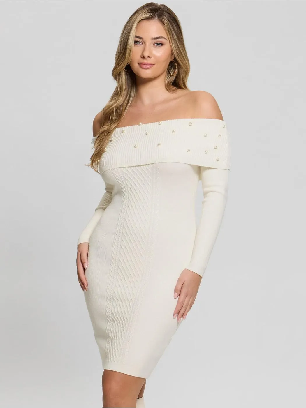 Eco Amber Off-the-Shoulder Cable Dress