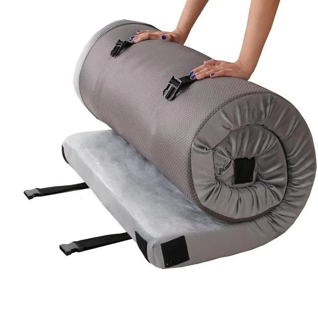 CertiPUR-US Memory Foam Camping Mattress Pad, Portable Roll Up Sleeping Pad for Camping, Car, Tent, and Kids, 72x24x3, Gray