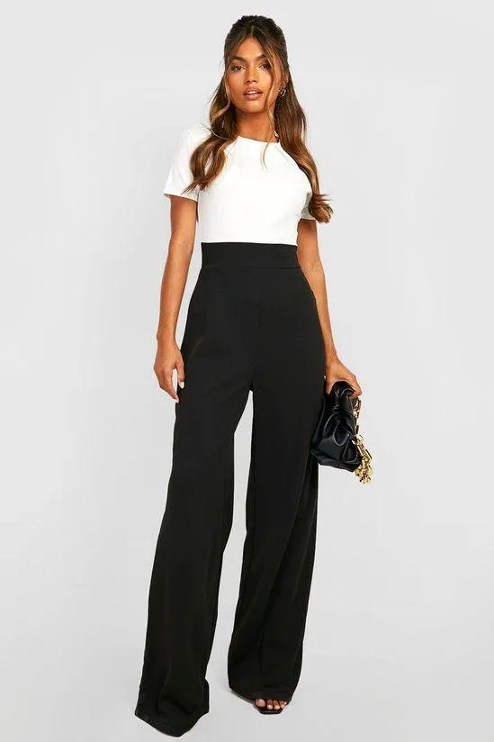 Contrast Wide Leg Jumpsuit
