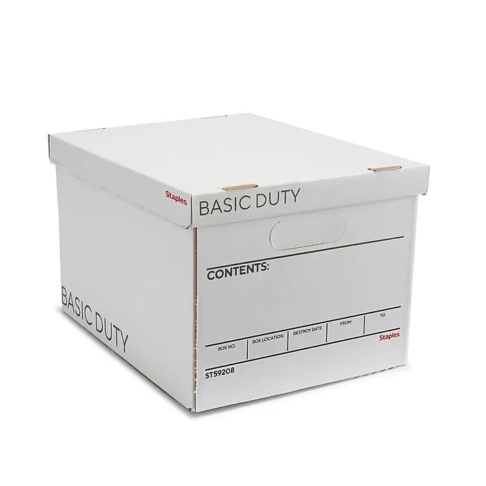 Staples 65% Recycled Corrugated File Box Lift Off Lid,
