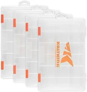 KastKing Tackle Boxes, Plastic Box, Plastic Storage Organizer Box with Removable Dividers - Fishing Tackle Storage - Box Organizer - 2 Packs /4 Packs Tackle Trays - Parts Box