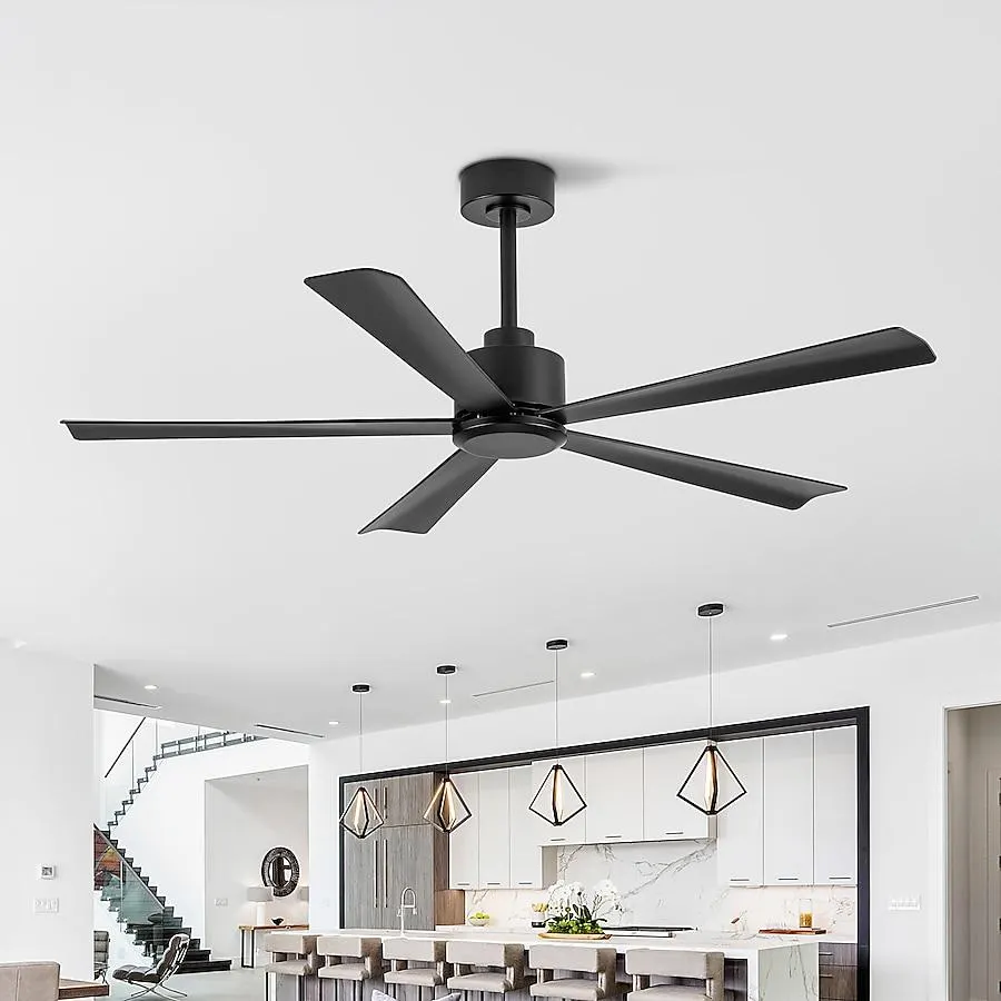 Breezary Light-Free 52-in Black with Matte Black Blades Ceiling Fan Without Light 5 -Blade )