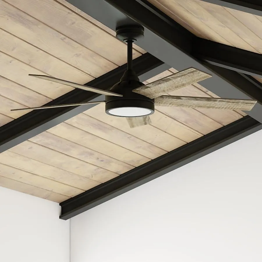 Harbor Breeze Camden 52-in Integrated LED Matte Black with Mocha/Cocoa Blades Ceiling Fan With Light - Remote Included ( 5 -Blade )