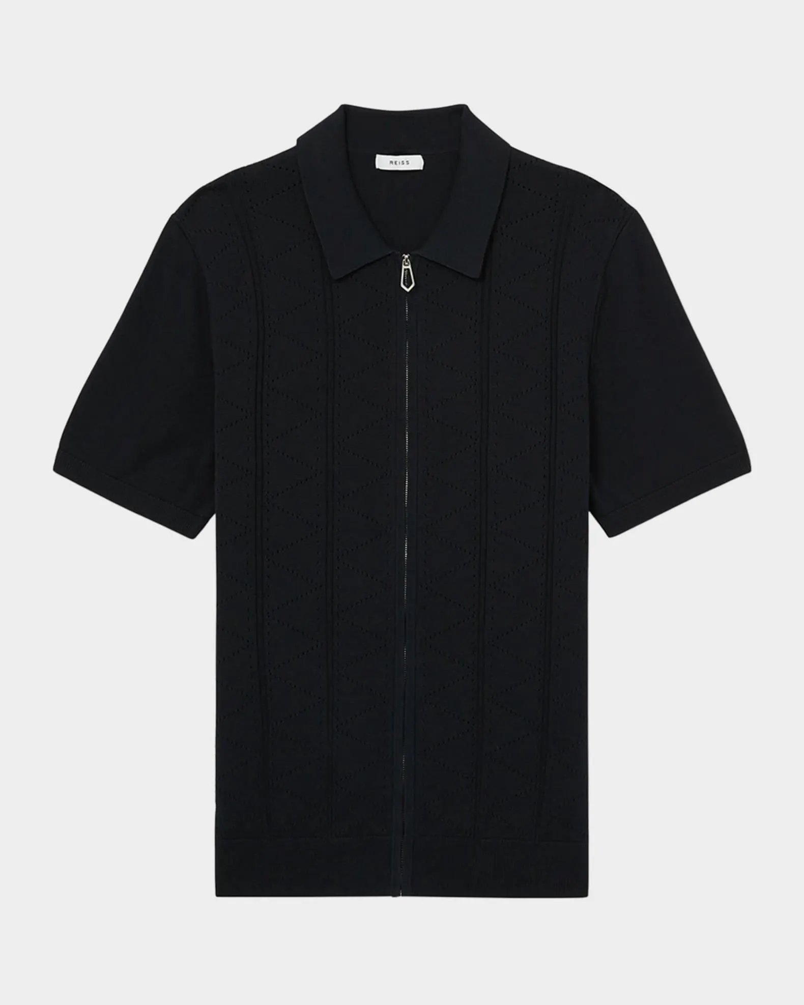 Men's Tay Pointelle Knit Full-Zip Polo Shirt