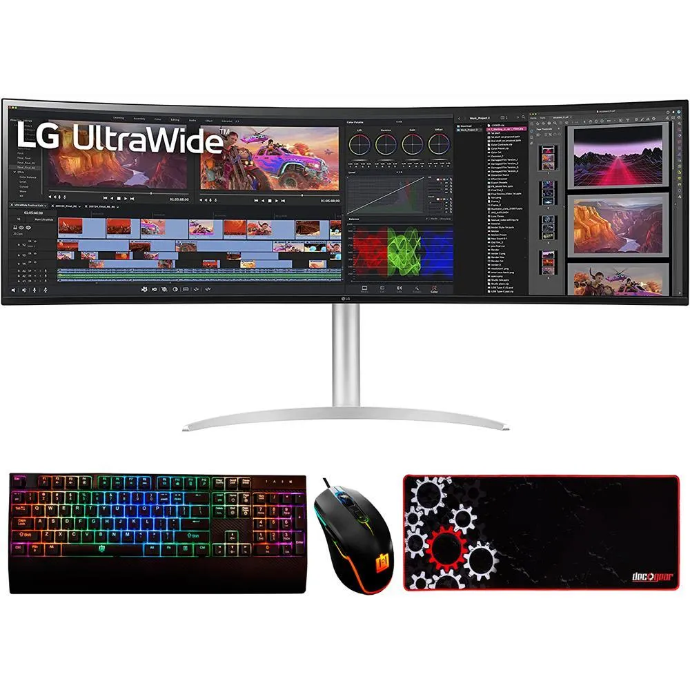 LG 49WQ95C-W 49" 32:9 UltraWide Dual QHD Nano IPS Curved Monitor w/ Accessories Kit