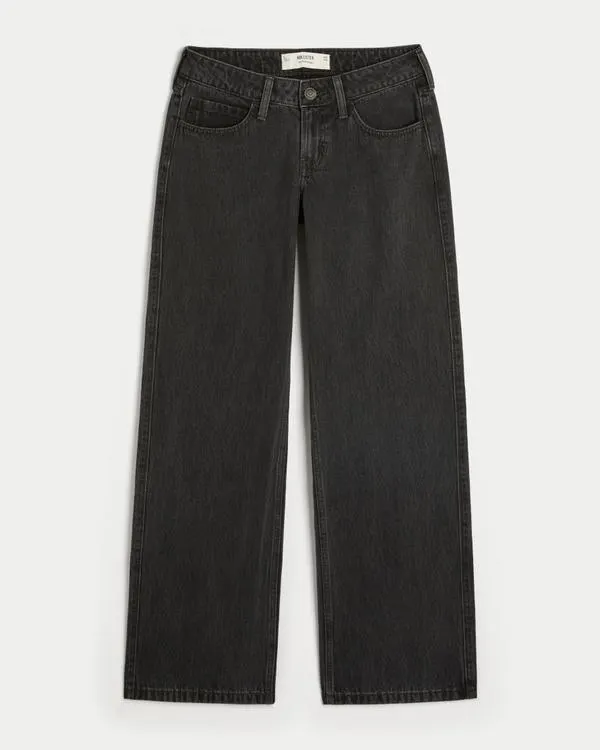 Low-Rise Washed Black Baggy Jeans