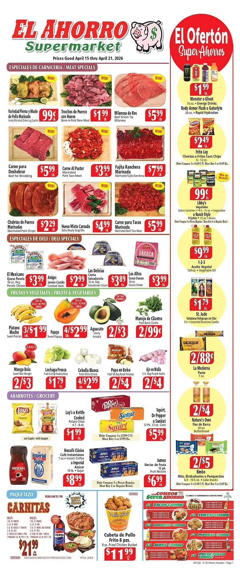 Weekly ad El Ahorro weekly ad from April 15 to April 21 2026 - Page 1