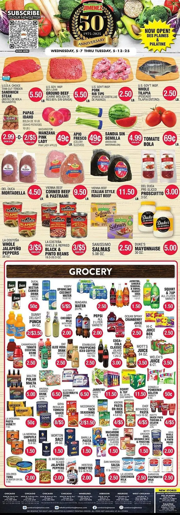 Catálogo de Carnicerias Jimenez Weekly Ad 7 de mayo al 13 de mayo 2025 - Página 1