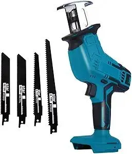 Reciprocating Saw Cordless for Makita 18V LXT Battery, Brushless Power Cordless Recipro Saw, 0-3000 RPM Variable Speed, Quick Easy Blade Change, 4 Blades for Wood/Metal/PVC Cutting(No Battery)