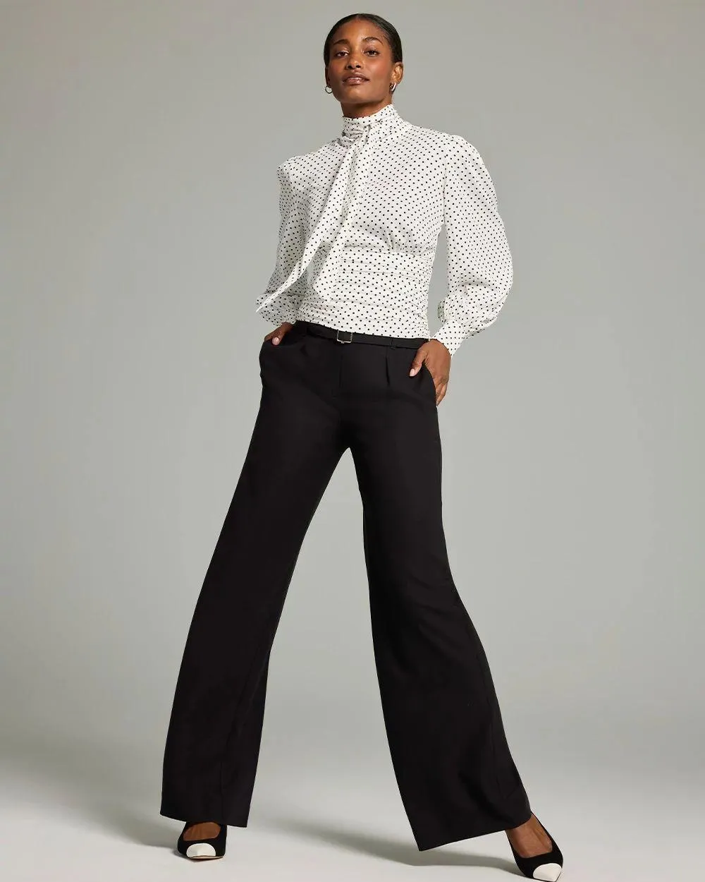 High-Rise Belted Wide Leg Trouser