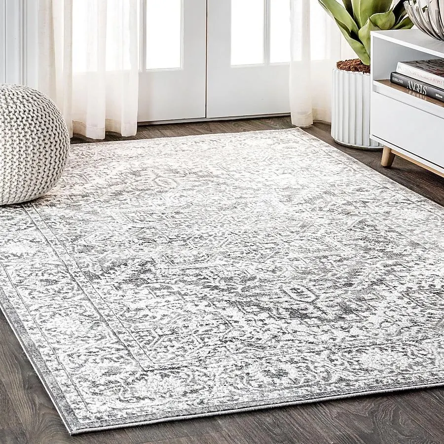 JONATHAN Y MODERN PERSIAN Vintage Medallion 8 x 10 (ft) Loomed Polypropylene Light Grey Rectangular Indoor Medallion Persian Area rug