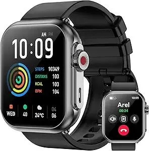 Smart Watch for Men Women, 1000mAh Battery 100-Day Standby Time, 1.85" HD Screen Fitness Tracker, 110+ Sport Modes, IP68 Waterproof, Heart Rate/Sleep Monitor, Fitness Watch for Android/iPhone(Black)