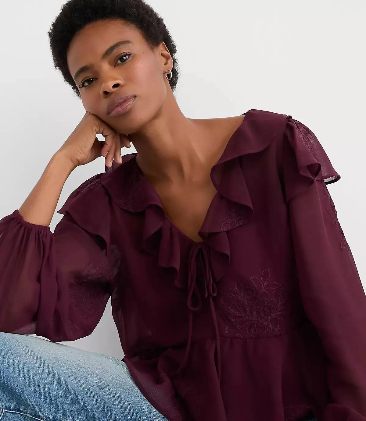 Ruffle Peplum Blouse