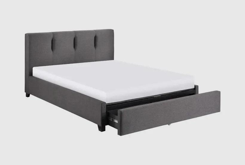 Zyler Graphite Grey Queen Upholstered Platform Storage Bed