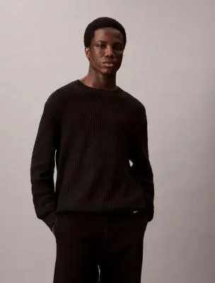 Cotton Mesh Relaxed Sweater