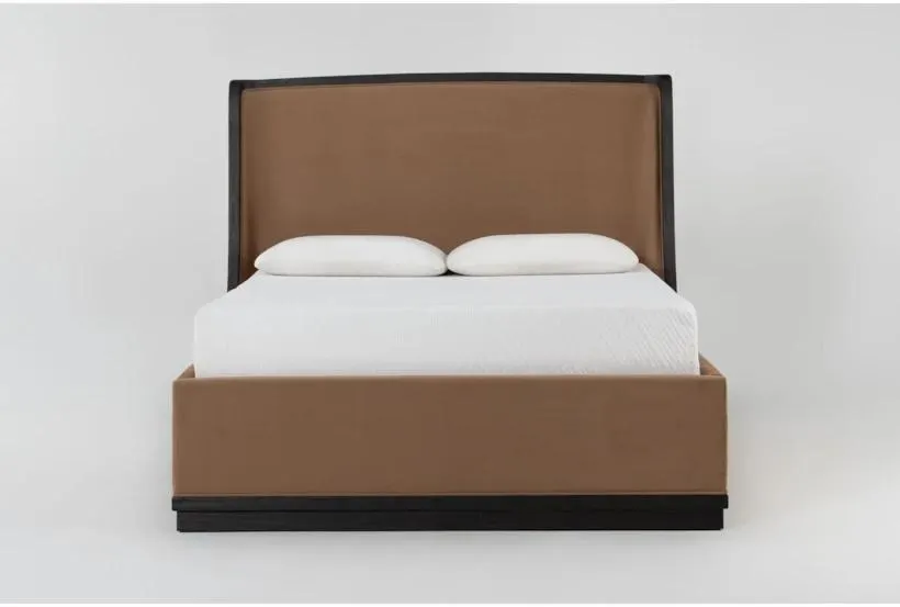 Estate Black Wood Queen Upholstered Wingback Shelter Bed By Nate Berkus + Jeremiah Brent