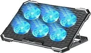 ICE COOREL Laptop Cooling Pad with 6 Cooling Fans, Cooling Pad for Laptop Fan 13-15.6 Inch, Laptop Cooler Stand with 6 Height Adjustable, Notebook Cooler Pad with Two USB Port [2022 Version]