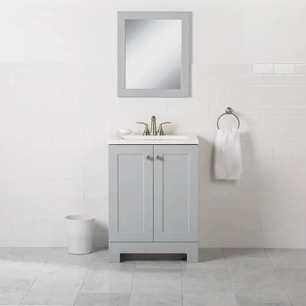 24 in. W x 19 in. D x 33 in. H Single Sink Freestanding Bath Vanity in Pearl Gray with White Cultured Marble Top