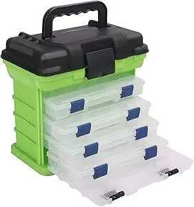 Fishing Tackle Box, 4 Layers Fishing Box, Tackle Boxes, Quick-Access Top Storage with Lid for Fishing Gear and Accessories,(Green)by KUKLIPJIM