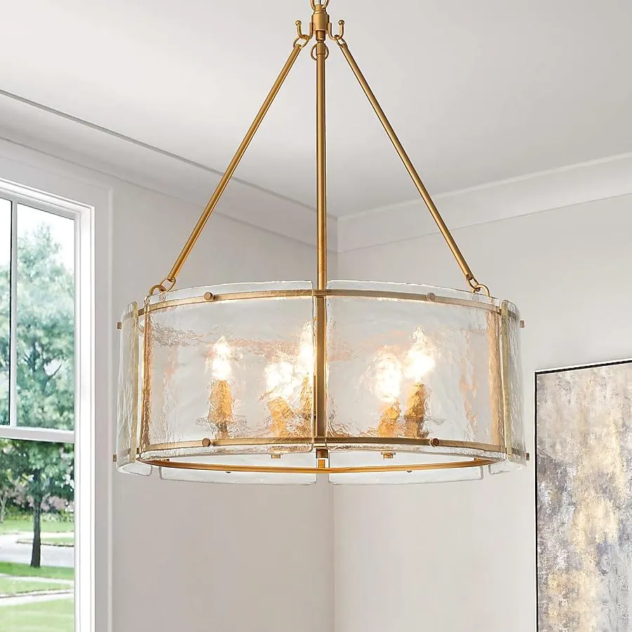EDISLIVE 5 -Light Gold Modern/contemporary Clear glass Drum Large Hanging Kitchen island light
