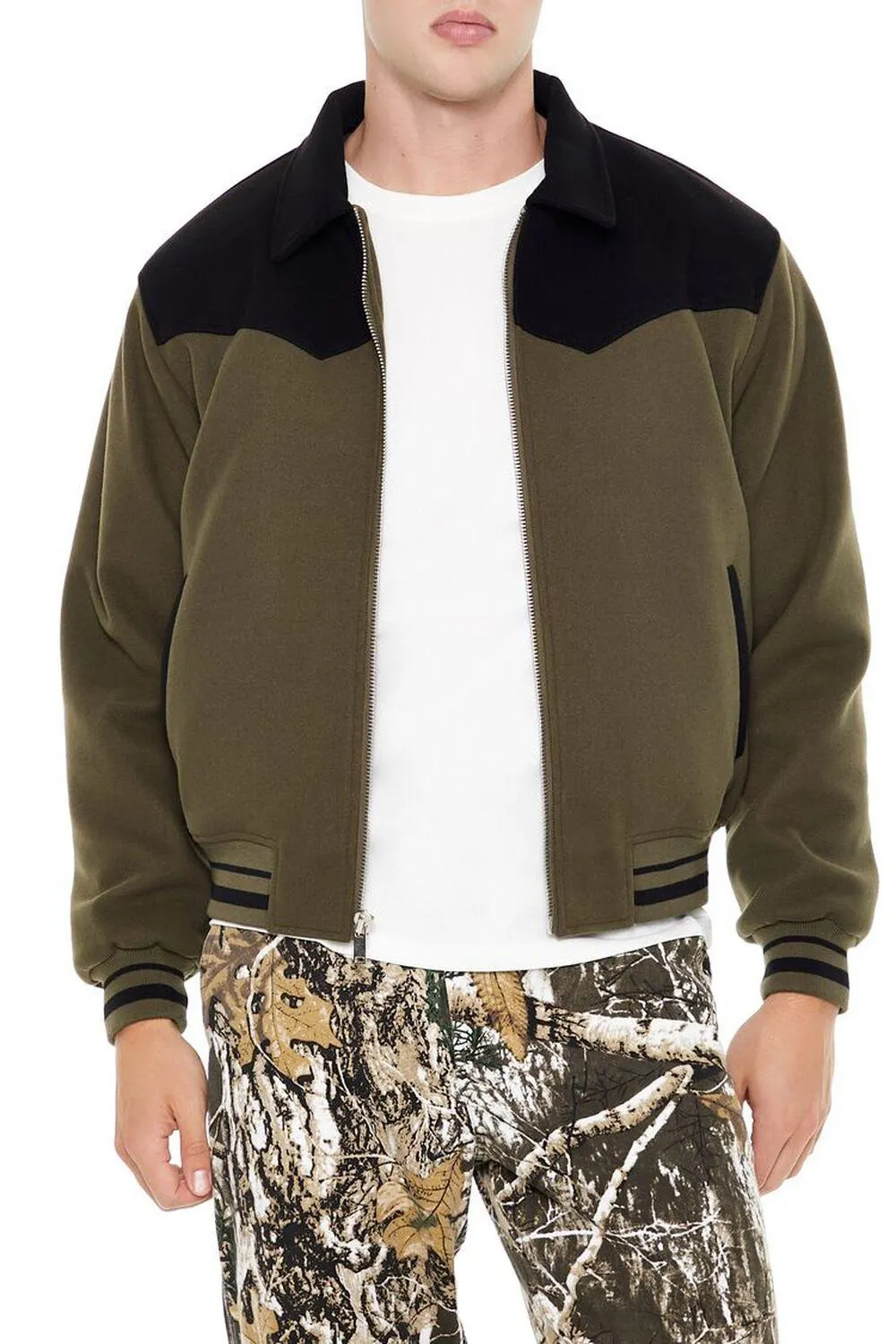 Colorblock Zip-Up Bomber Jacket