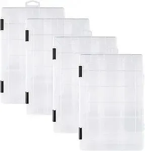 Fishing Tackle Boxes,3600 Tackle Tray Clear Plastic Fishing Box with Removable Dividers Fishing Storage Organizer Boxes for Lures (4 Packs)