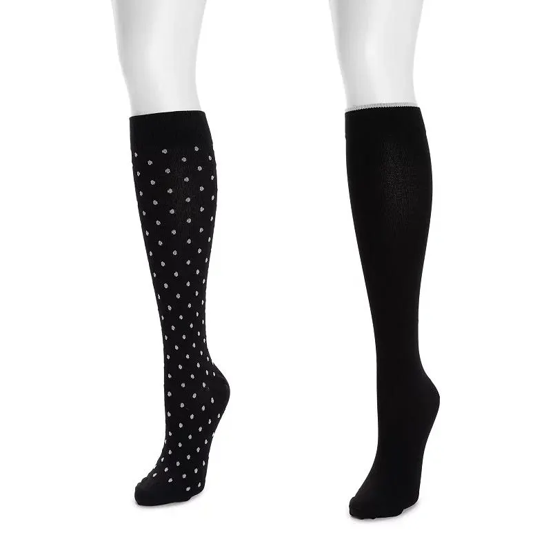 Women's MUK LUKS Nylon Compression Socks 2-Pack