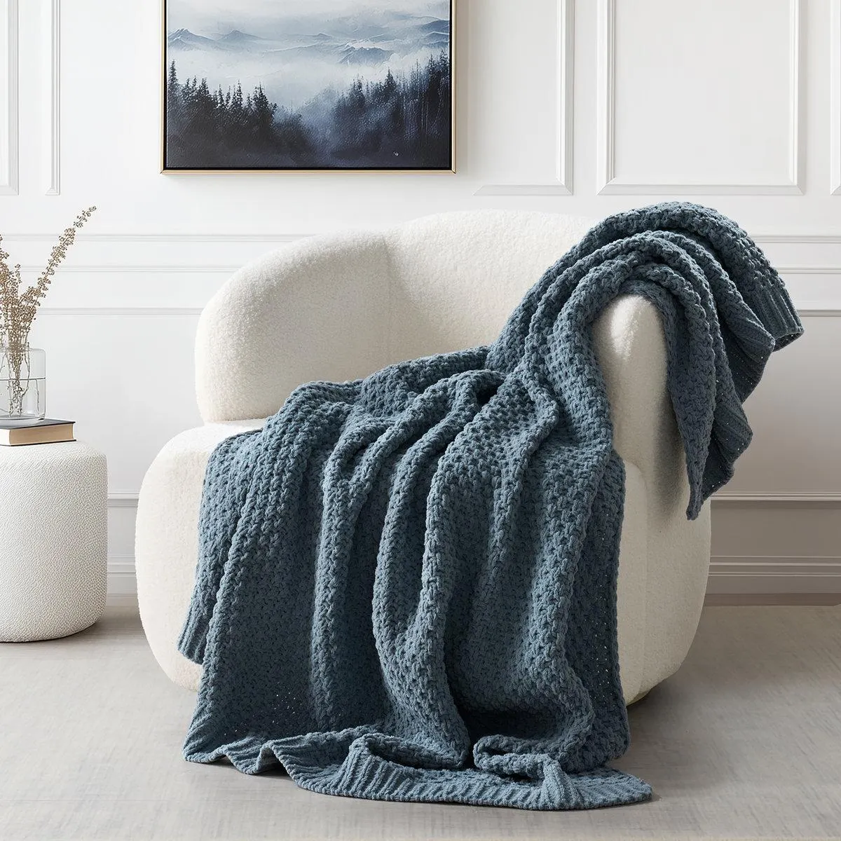 Chunky Chenille Knit Throw Blanket