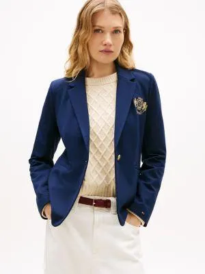 Embroidered Crest Logo Ponte Blazer