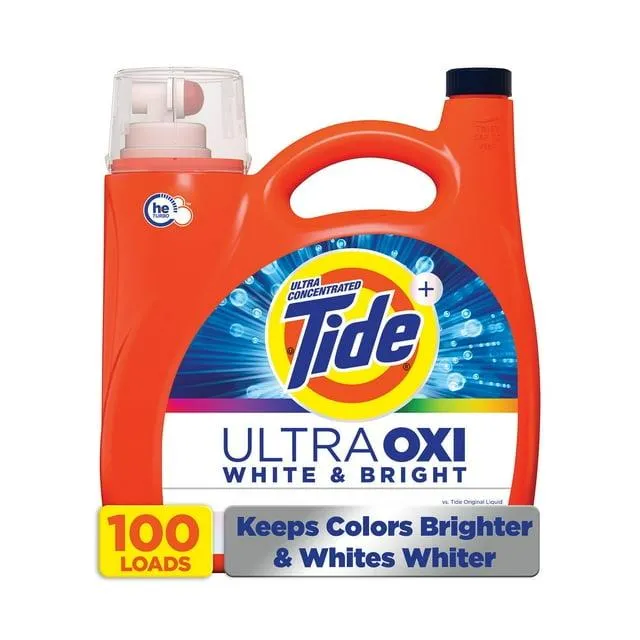Tide Ultra OXI White and Bright Liquid Laundry Detergent, 100 loads, 128 fl. oz.