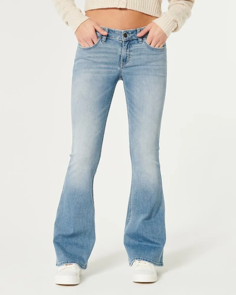 Low-Rise Medium Wash Flare Jeans