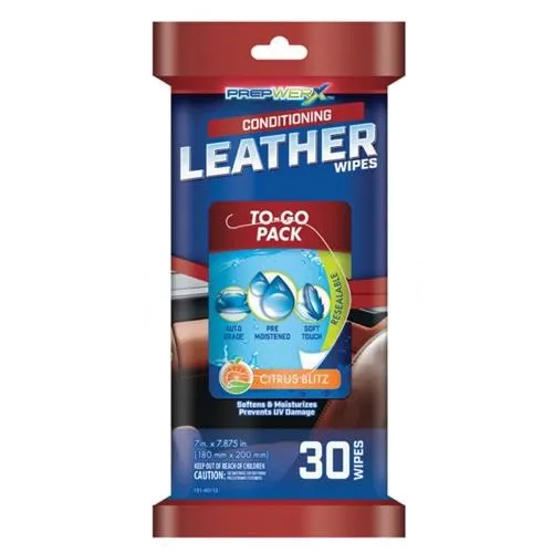 PrepWERX Leather Conditioning Wipes - Citrus Blitz, 30 ct.